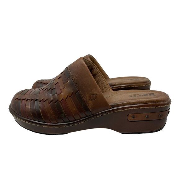 BORN Yucatan 10 / 42 Clog Slide Wedge Woven BrownLeather Comfort Shoes Womens - Picture 6 of 16